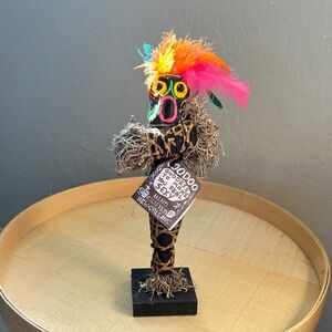 Voodoo Art Sculpture with Colorful Feathers